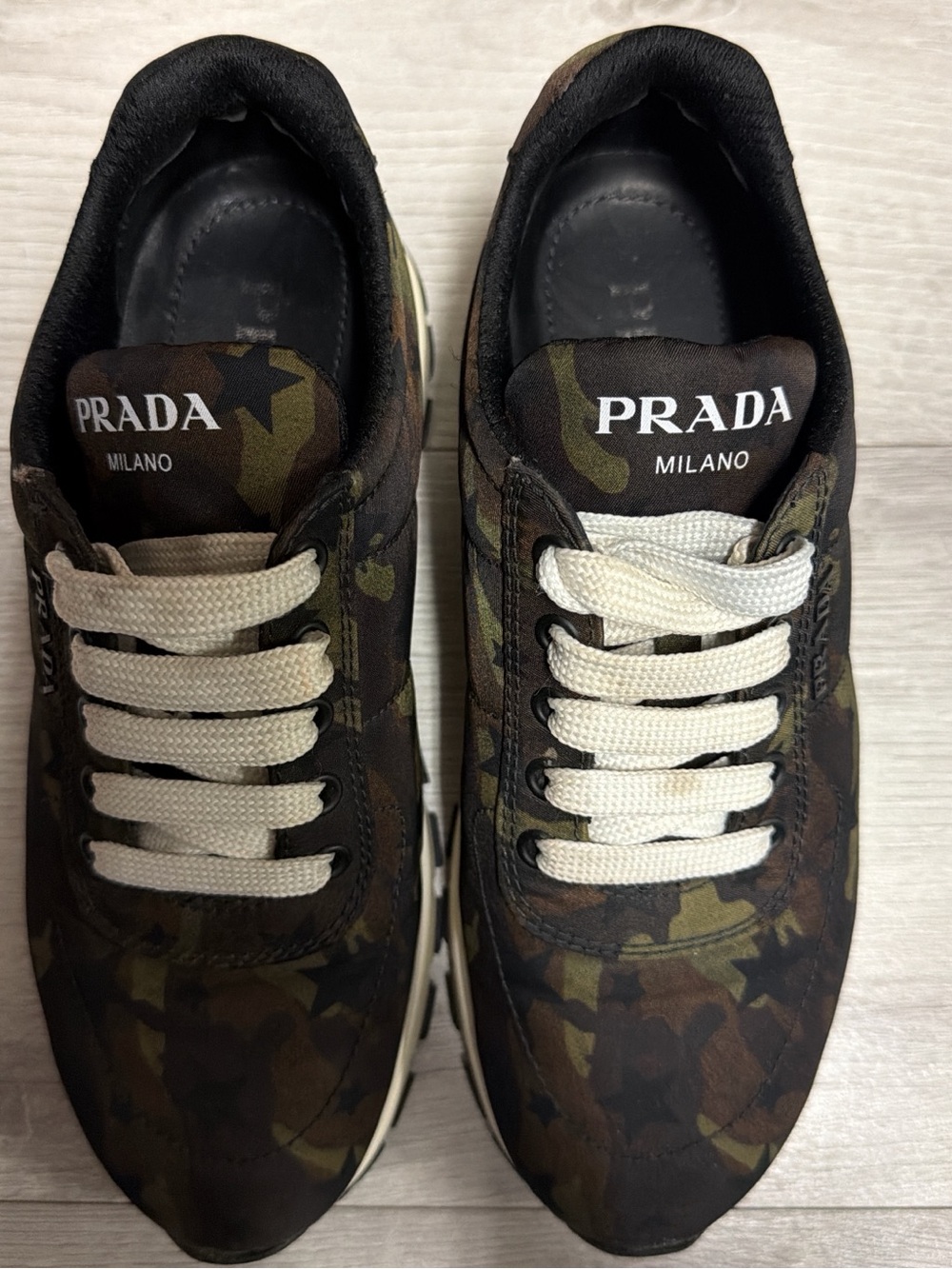 Prada Milano Men's Camouflage Sneakers - Green/Black